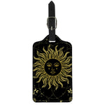 Black And Gold Celestial Sun Print Luggage Tag