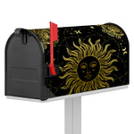 Black And Gold Celestial Sun Print Mailbox Cover