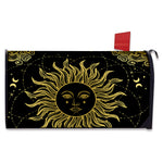 Black And Gold Celestial Sun Print Mailbox Cover