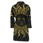 Black And Gold Celestial Sun Print Men's Bathrobe