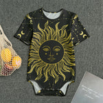 Black And Gold Celestial Sun Print Men's Bodysuit