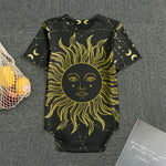 Black And Gold Celestial Sun Print Men's Bodysuit