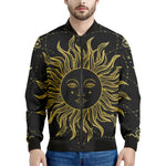 Black And Gold Celestial Sun Print Men's Bomber Jacket
