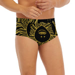 Black And Gold Celestial Sun Print Men's Briefs