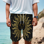 Black And Gold Celestial Sun Print Men's Cargo Shorts