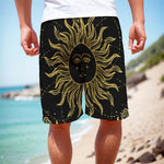 Black And Gold Celestial Sun Print Men's Cargo Shorts