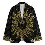 Black And Gold Celestial Sun Print Men's Cotton Blazer