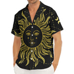 Black And Gold Celestial Sun Print Men's Deep V-Neck Shirt