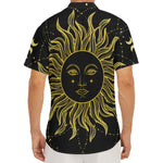 Black And Gold Celestial Sun Print Men's Deep V-Neck Shirt