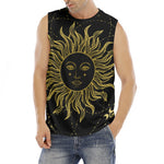 Black And Gold Celestial Sun Print Men's Fitness Tank Top