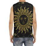 Black And Gold Celestial Sun Print Men's Fitness Tank Top