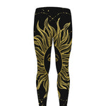 Black And Gold Celestial Sun Print Men's leggings