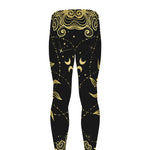 Black And Gold Celestial Sun Print Men's leggings