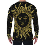 Black And Gold Celestial Sun Print Men's Long Sleeve T-Shirt