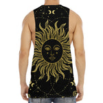 Black And Gold Celestial Sun Print Men's Muscle Tank Top