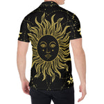 Black And Gold Celestial Sun Print Men's Shirt