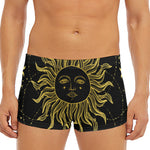 Black And Gold Celestial Sun Print Men's Short Boxer Briefs