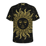 Black And Gold Celestial Sun Print Men's Sports T-Shirt