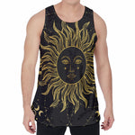 Black And Gold Celestial Sun Print Men's Velvet Tank Top