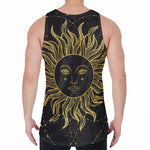 Black And Gold Celestial Sun Print Men's Velvet Tank Top