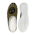 Black And Gold Celestial Sun Print Mesh Casual Shoes