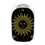 Black And Gold Celestial Sun Print Mesh Laundry Hamper