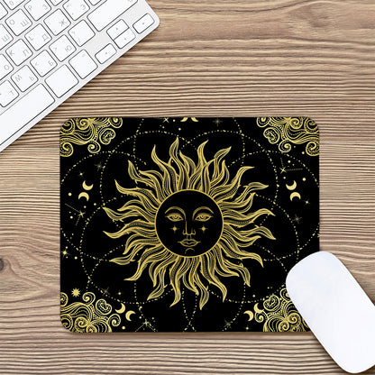 Black And Gold Celestial Sun Print Mouse Pad