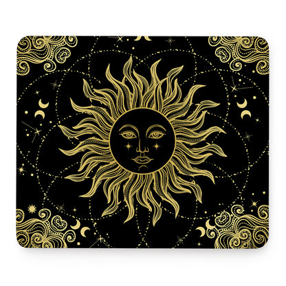 Black And Gold Celestial Sun Print Mouse Pad