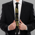 Black And Gold Celestial Sun Print Necktie