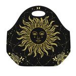 Black And Gold Celestial Sun Print Neoprene Lunch Bag