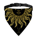 Black And Gold Celestial Sun Print Over The Collar Dog Bandana