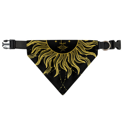 Black And Gold Celestial Sun Print Over The Collar Dog Bandana
