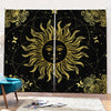 Black And Gold Celestial Sun Print Pencil Pleat Curtains