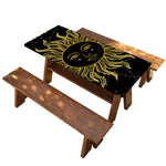 Black And Gold Celestial Sun Print Picnic Table Cover