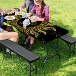 Black And Gold Celestial Sun Print Picnic Table Cover