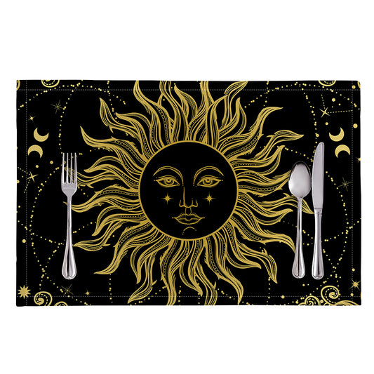 Black And Gold Celestial Sun Print Placemat