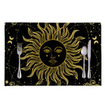 Black And Gold Celestial Sun Print Placemat
