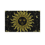 Black And Gold Celestial Sun Print Polyester Flag