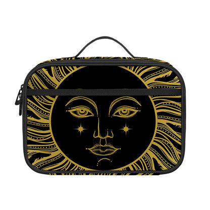 Black And Gold Celestial Sun Print Portable Lunch Bag