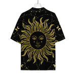 Black And Gold Celestial Sun Print Rayon Hawaiian Shirt