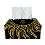 Black And Gold Celestial Sun Print Rectangle Tissue Box Cover