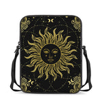 Black And Gold Celestial Sun Print Rectangular Crossbody Bag