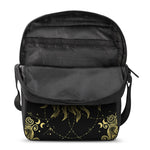 Black And Gold Celestial Sun Print Rectangular Crossbody Bag