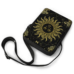 Black And Gold Celestial Sun Print Rectangular Crossbody Bag
