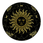 Black And Gold Celestial Sun Print Round Floor Mat
