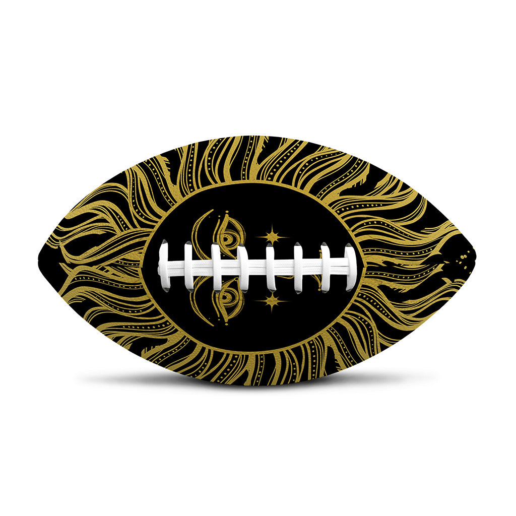 Black And Gold Celestial Sun Print Rugby Ball