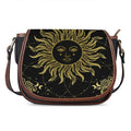 Black And Gold Celestial Sun Print Saddle Bag