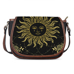 Black And Gold Celestial Sun Print Saddle Bag