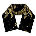 Black And Gold Celestial Sun Print Scarf