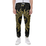 Black And Gold Celestial Sun Print Scuba Joggers